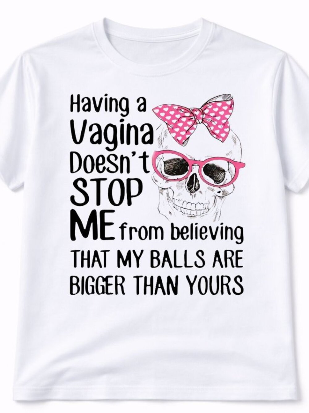 Pink Skull Funny Graphic T Shirt Trendy Boutique Style Tee Womens White Tops